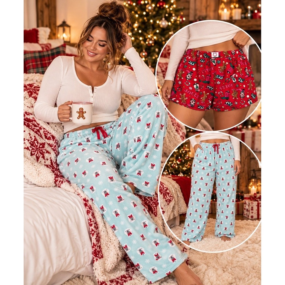 Women's Plus Size 3X 26/28 Christmas Pajama 2 Piece Lot Holiday Western Dog